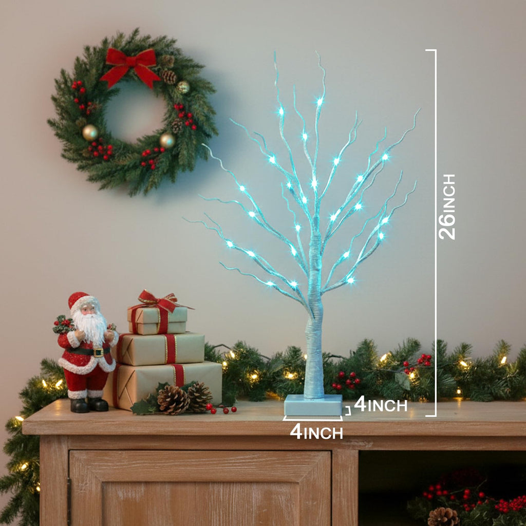 PEIDUO Home Decor, 2FT Birch Tree with LED Lights, Warm White Light up Tree Lamp, Artificial Trees for Home Table Inside, Battery Powered, Timer (2PK)