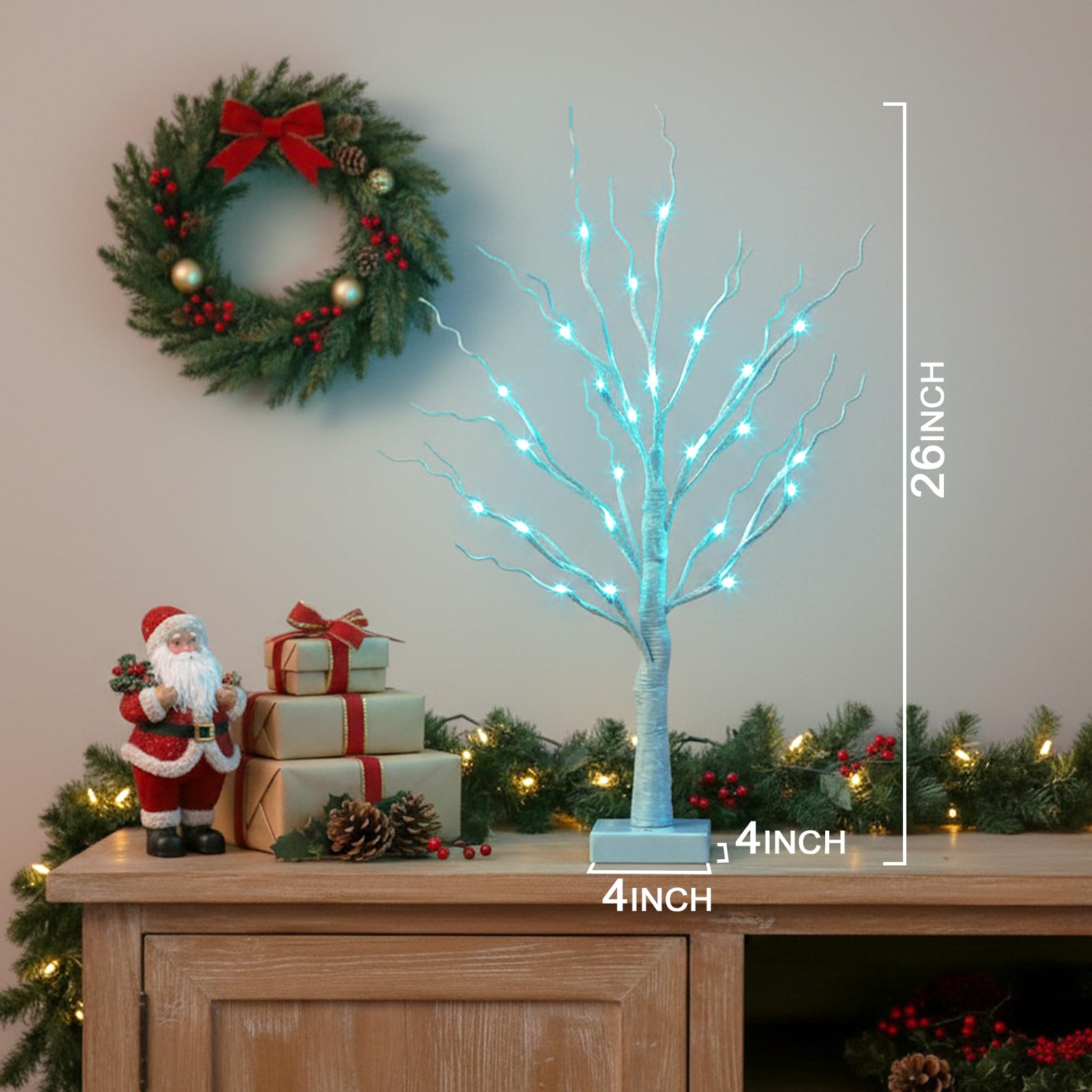 PEIDUO Home Decor, 2FT Birch Tree with LED Lights, Warm White Light up Tree Lamp, Artificial Trees for Home Table Inside, Battery Powered, Timer (2PK)