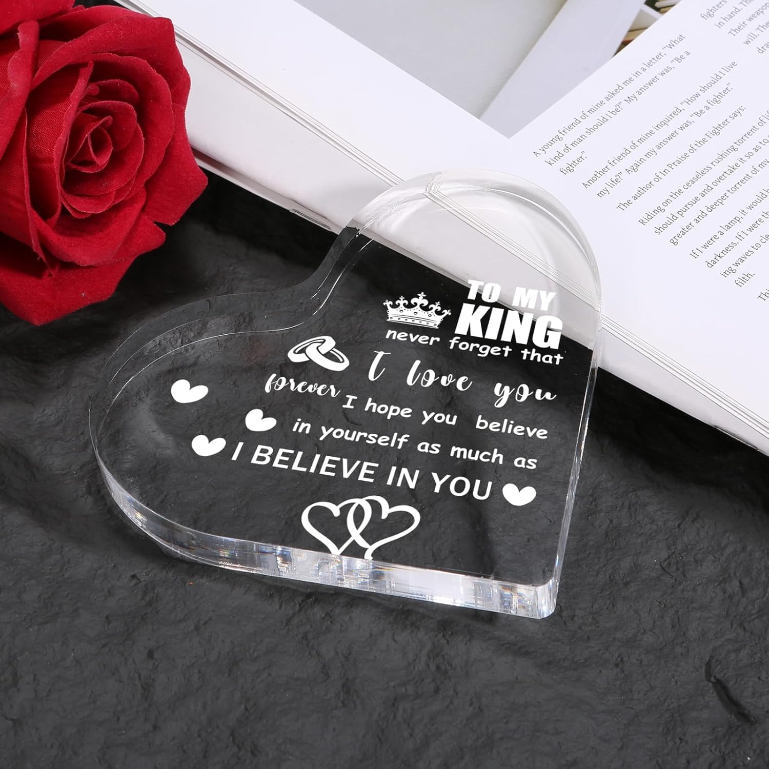 Gift for Husband, Romantic Acrylic Heart Penguin Paperweights, Anniversary, Valentine's, Christmas, Father's Day, Birthday Gifts for Husband from Wife