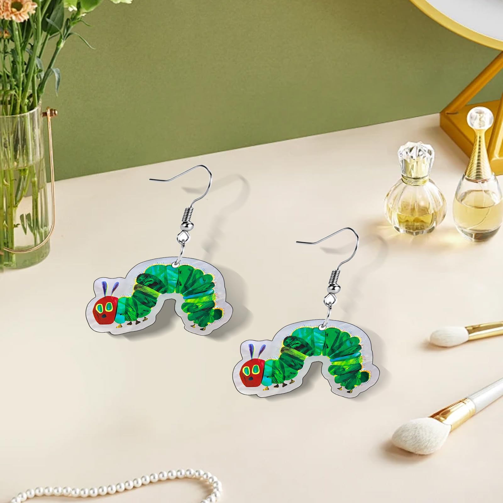 Funny Dog Sunflower Paw Print Earrings for Women - Unique & Quirky Funky Acrylic Dangle Earrings, Cute & Silly Novelty Design, Wacky & Crazy Earrings for Fun Lovers