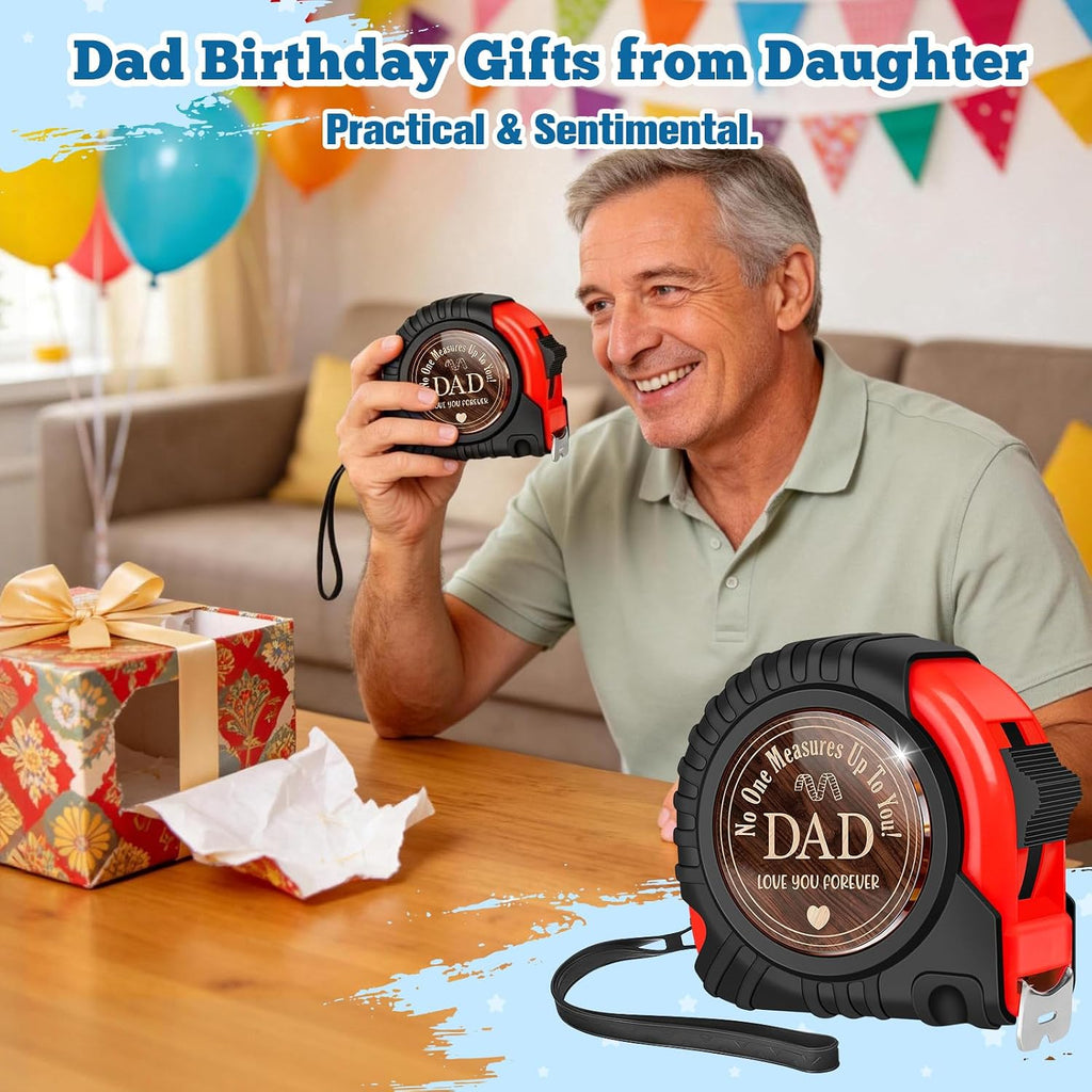 Gift for Dad Fathers Day Birthday Gifts from Daughter Son Kids Wife, New Step Dad Daddy Father in Law Presents Useful Stuff, Best Tool Gifts Woodworker Gifts Carpenter Gifts, Tape Measure 25 FT