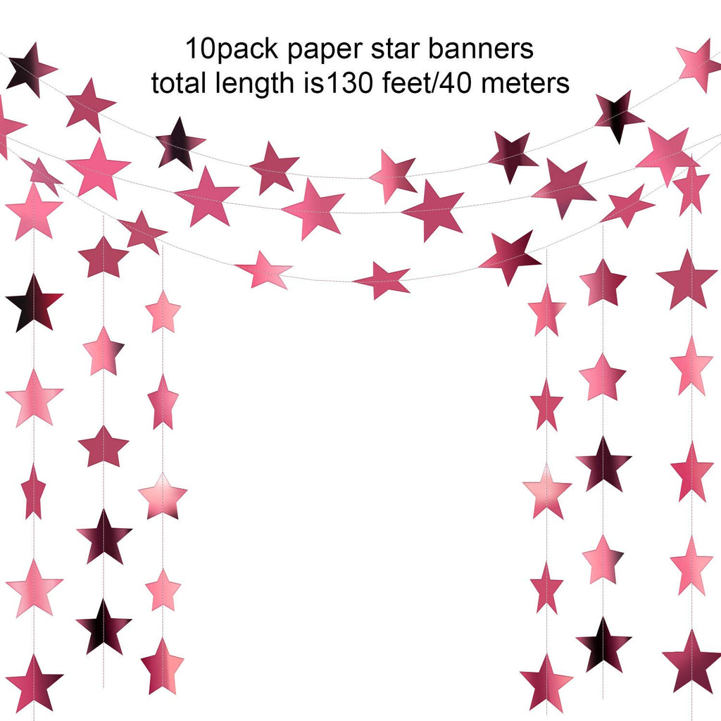 Patelai Glitter Star Garland Banner 2026 Graduation Decor 130 Feet Star Hanging Banner Twinkle Backdrop for Party Birthday Classroom Wedding Supplies(Gold)