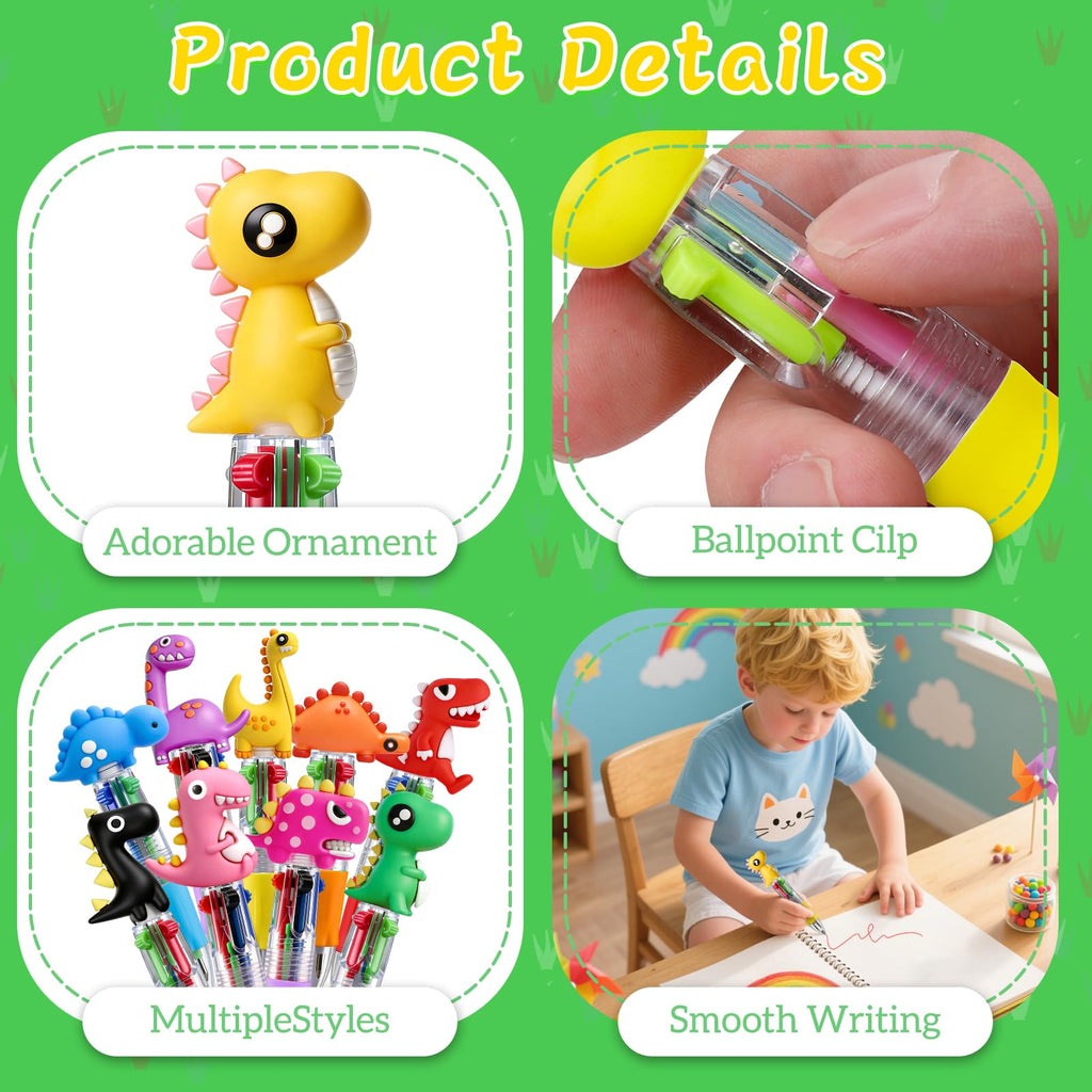 CZWZ 20Pcs Mini Multicolor Pens in One 4-in-1 Cute Pens Bulk for Kids, Fun Kawaii Ballpoint Pens for Birthdays and Children's Party Favors Gifts Teacher School Supplies