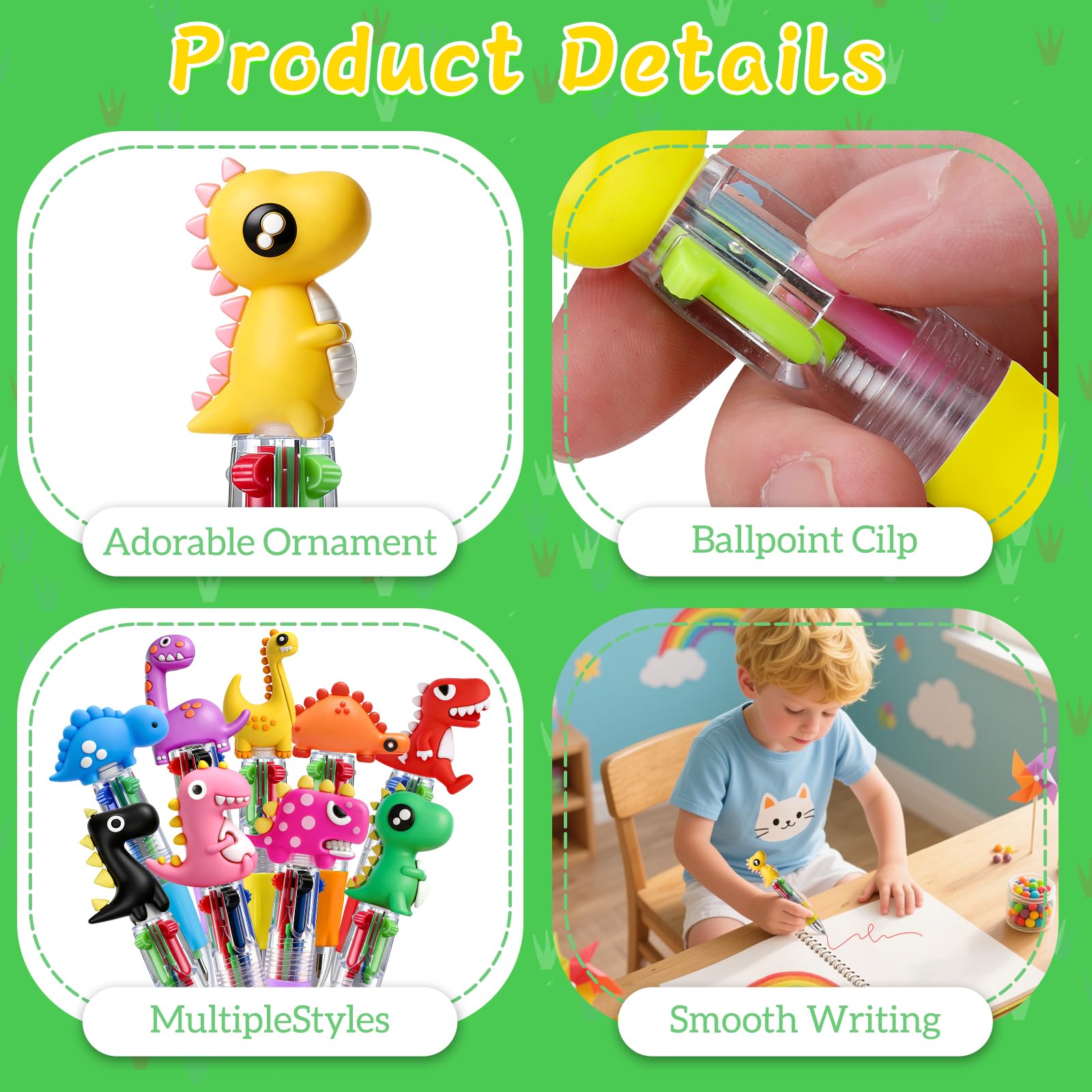 CZWZ 20Pcs Mini Multicolor Pens in One 4-in-1 Cute Pens Bulk for Kids, Fun Kawaii Ballpoint Pens for Birthdays and Children's Party Favors Gifts Teacher School Supplies