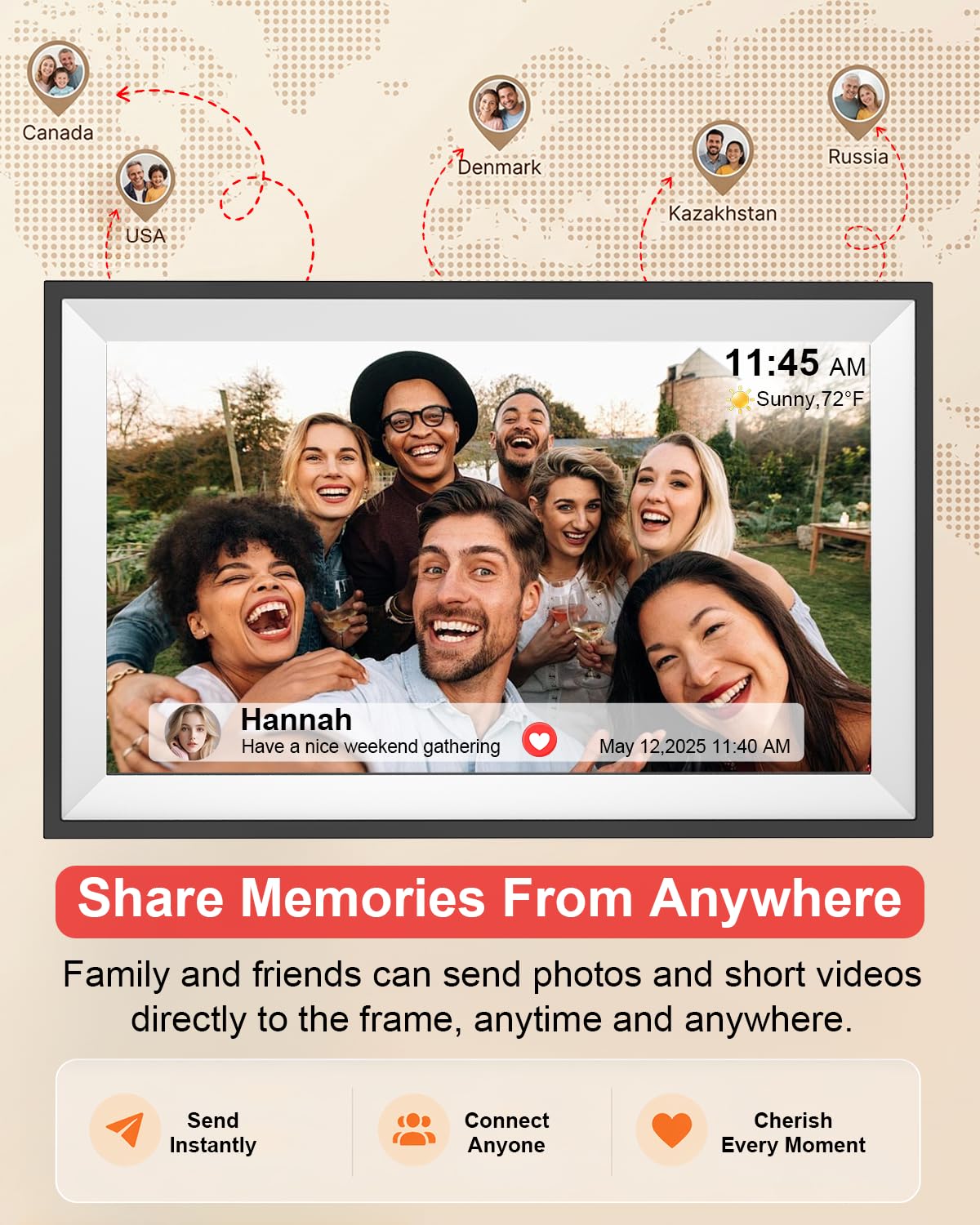 Frameo Digital Picture Frame, 10.1 Inch Smart WiFi Photo Frame with 1280x800 HD IPS Touch Screen, Auto-Rotate, Wall Mountable, Share Photos/Videos Instantly via App from Anywhere