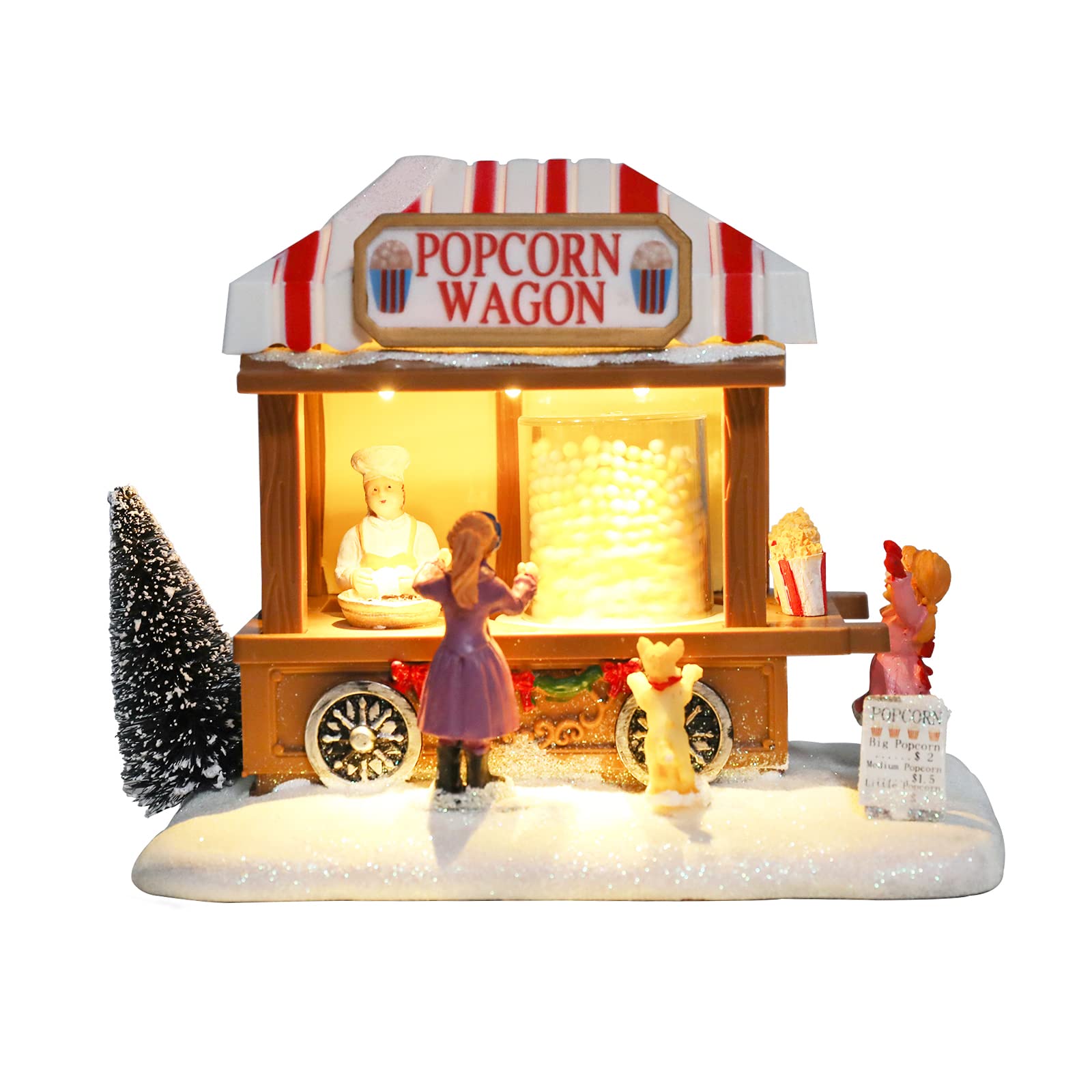 Christmas Village House Musical Christmas Collectible Buildings Church Train Snowman Children Skating with LED Lights Vacation Village with USB Indoor Figurines Indoor Tabletop Decoration