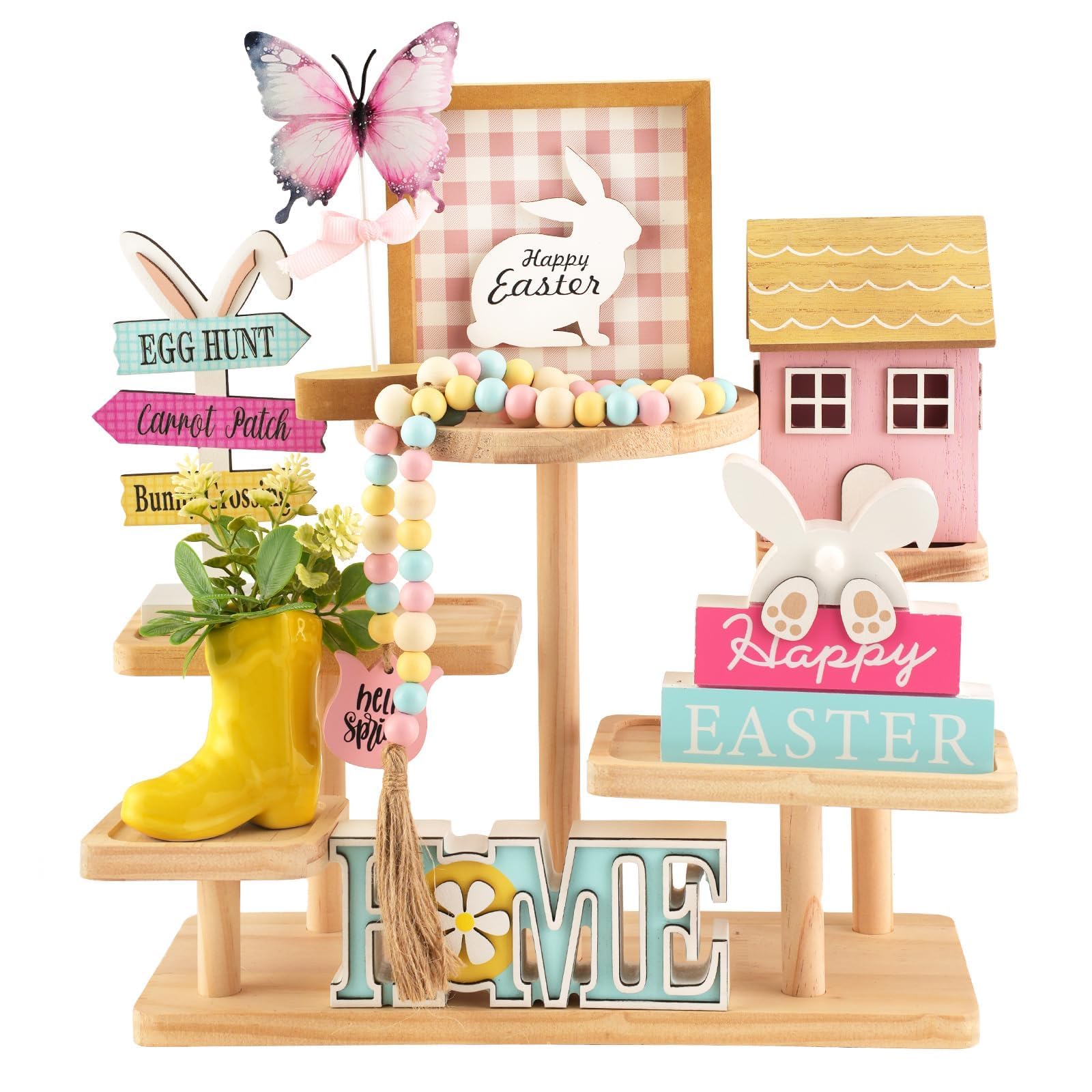 Christmas Decorations 8 PCS Tiered Tray Decor Set, Cute Tabletop Christmas Decor for Home Office Shelf Mantel Coffee Bar Xmas Table Centerpieces Tray Objects Holiday Decoration Set