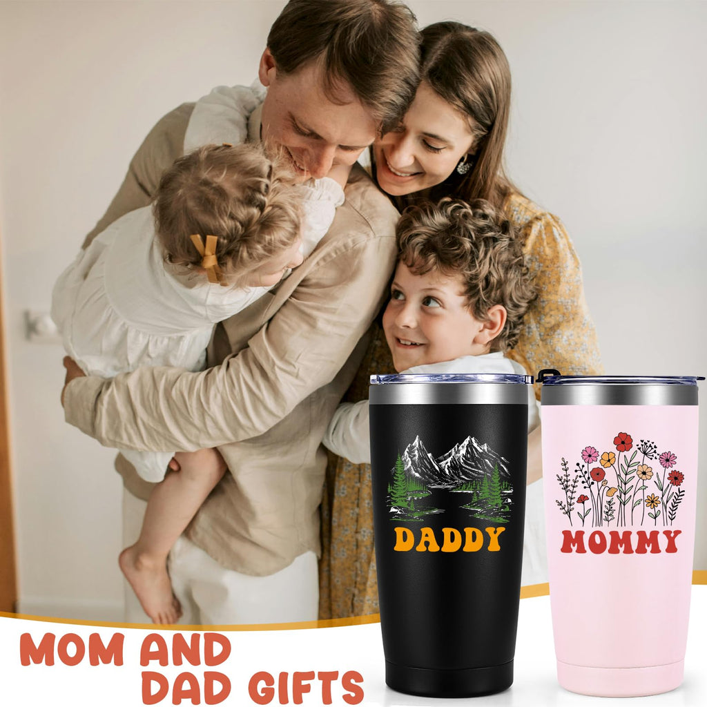 Qtencas Grandma and Grandpa Gifts, Grandparents Christmas Gifts, Grandpa and Grandma insulated Travel Tumbler Set, Gift for Grandparents on Christmas Birthday Anniversary, 20 Oz Black & White