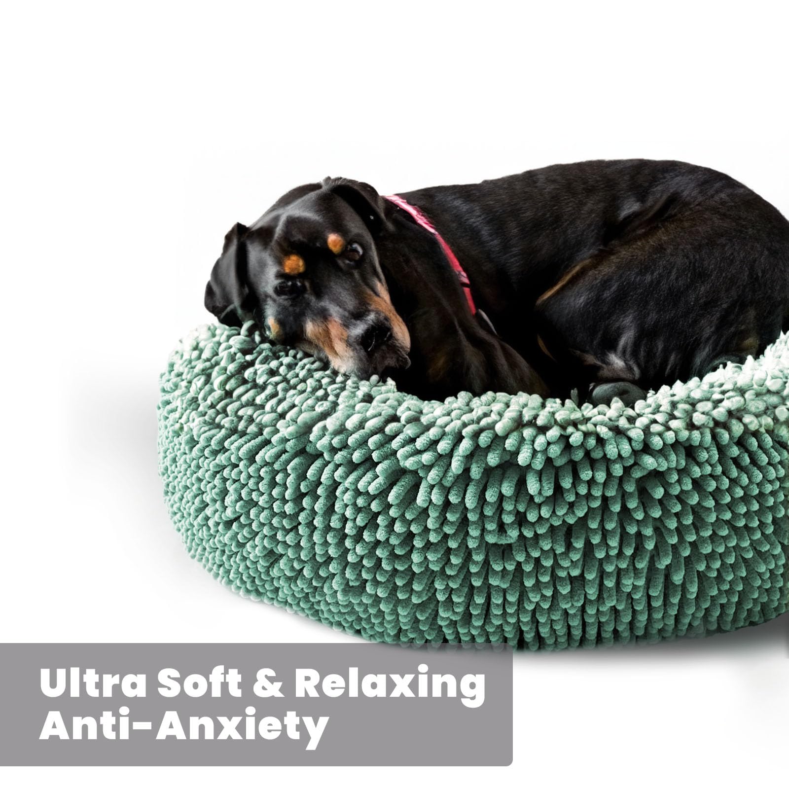 Muddy Mat® Cloud K-9 Bed for Dogs & Cats, Soft & Relaxing Donut Dog Bed, Chenille Material, Removable Cover, Washable & Dryer Safe–Black Small(25'x25')