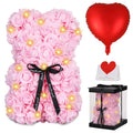 Rose Bear Mother's Day Flower Gifts for Mom Grandma, Rose Teddy Bear with Lights, Cute Teddy Flower Bear, Cute Romantic Present for Wife Girlfriend with Transparent Gift Box and Love Card