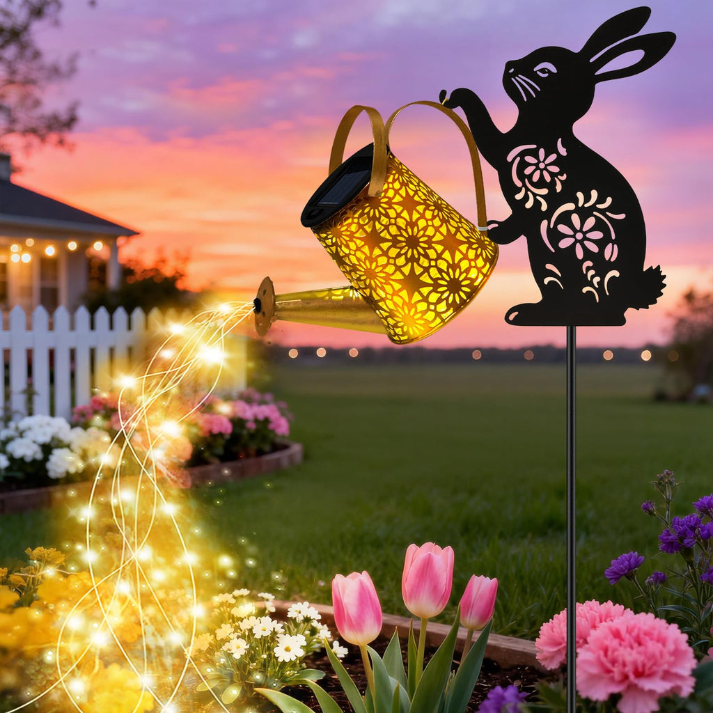 Solar Watering Can Lights, Cat Hanging Lantern Solar Lights Outdoor, Cat Lover Gifts for Mom Women Birthday Mother's Day Christmas, Waterproof Garden Decor Outside Patio Yard Pathway Backyard