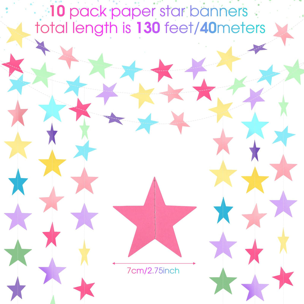 Patelai Glitter Star Garland Banner 2026 Graduation Decor 130 Feet Star Hanging Banner Twinkle Backdrop for Party Birthday Classroom Wedding Supplies(Gold)