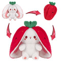 MIAODAM Bunny Stuffed Animal Reversible Cuddle Bunny Stuffed,Strawberry Bunny Transformed Rabbit Plush Zipper,Turns Into Ears Bunnies Plushies Toy Cute Stuffy Doll Easter