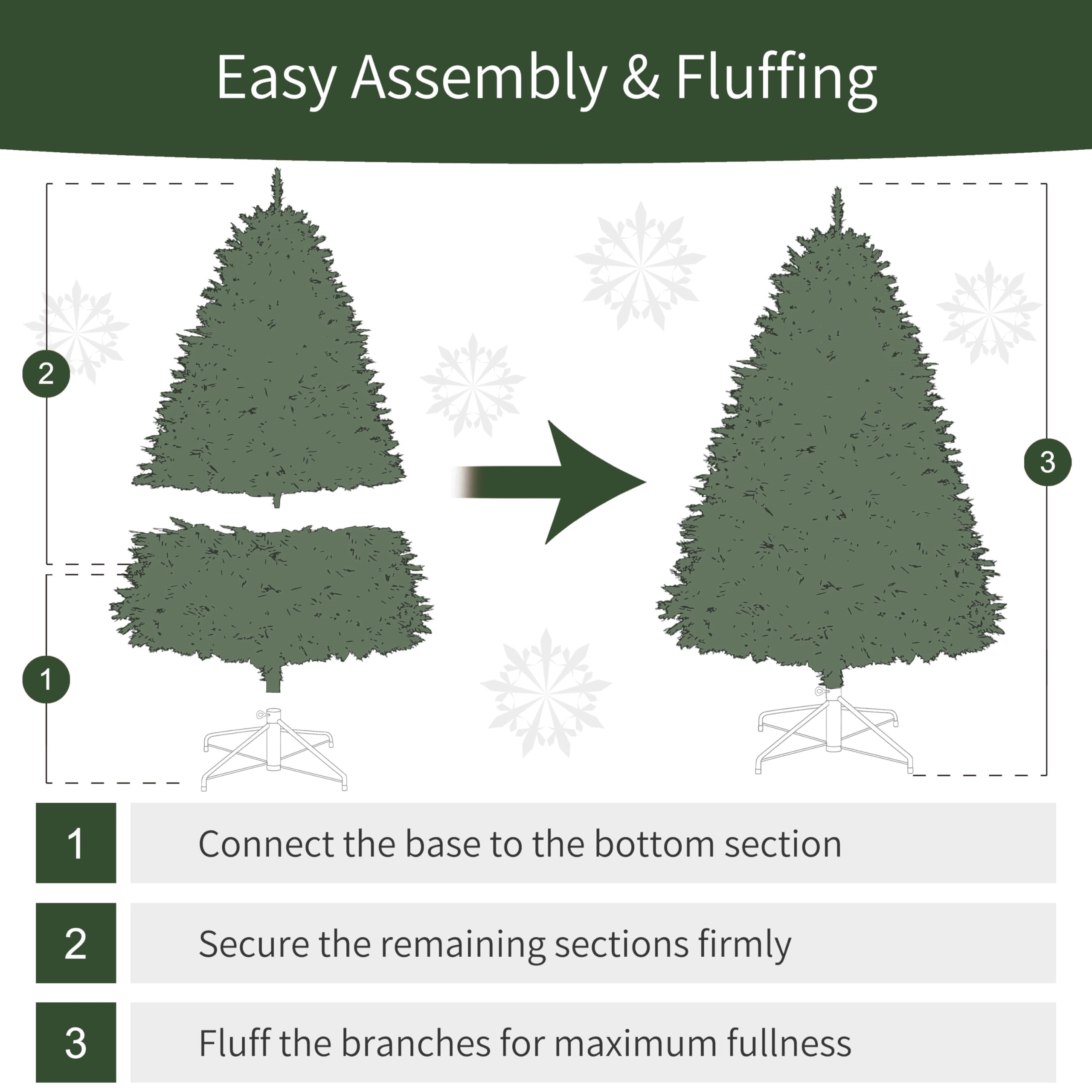 Puleo International 7.5ft Pre-Lit Aspen Fir Artificial Christmas Tree with 700 Clear Lights, 1319 Realistic Dense Branch Tips, Easy Setup Artificial Trees with Sturdy Metal Stand