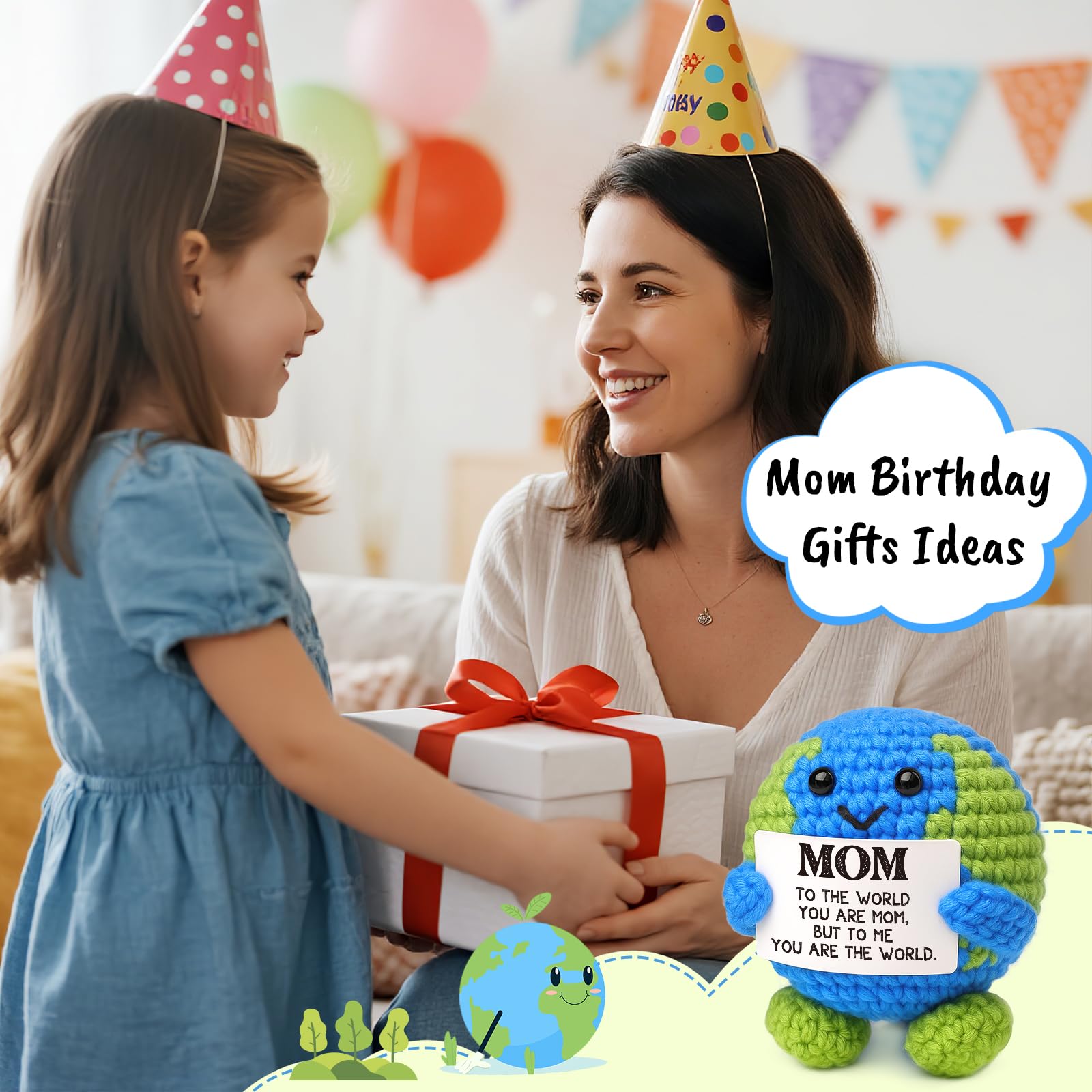 Mothers Day Gifts for Moms Wife Birthday Gift for Mom from Daughter Best Mom Ever Gifts Easter Eggs Filled Basket Stuffers Mothers Day Decorations New Bonus Step Mama Earth Crochet Gift I Love You Mum