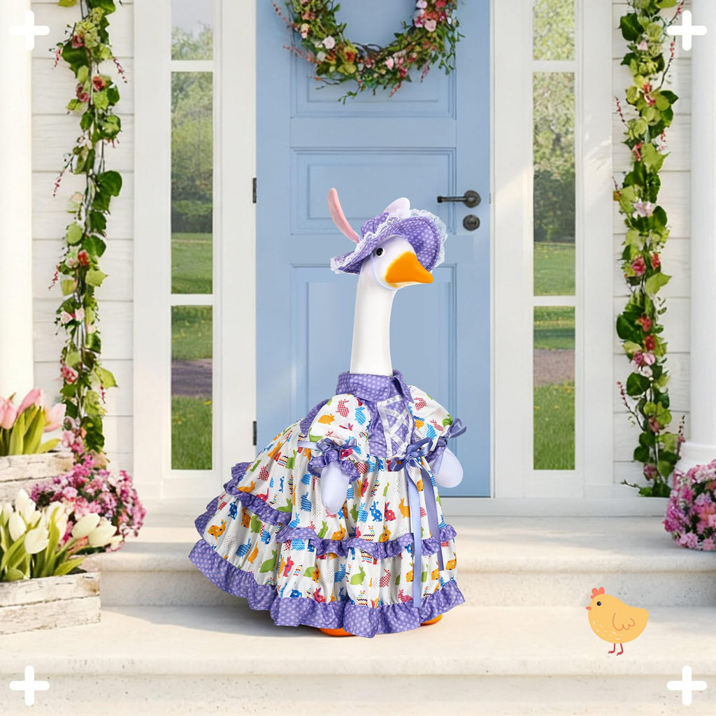 Suzile Fall Maple Porch Goose Outfit Autumn Goose Clothes for 23 Inch Cement or Plastic Geese Costume for Yard Lawn Outdoor Garden Patio Concrete Duck Statue Dress Thanksgiving Party Holiday Decor