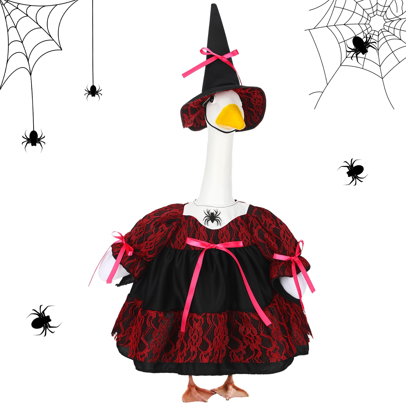 Suzile Fall Maple Porch Goose Outfit Autumn Goose Clothes for 23 Inch Cement or Plastic Geese Costume for Yard Lawn Outdoor Garden Patio Concrete Duck Statue Dress Thanksgiving Party Holiday Decor