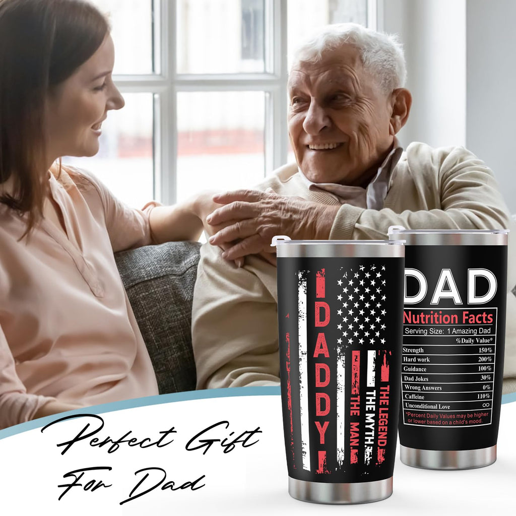 Erpotyl Fathers Day Dad Gifts for Men- 20Oz Stainless Steel Tumbler Indoor Outdoor Work Essentials Leakproof Camping Gym Office Cup with Lid and Straw Birthday Gifts for Him Stepdad Husband Dad Uncle