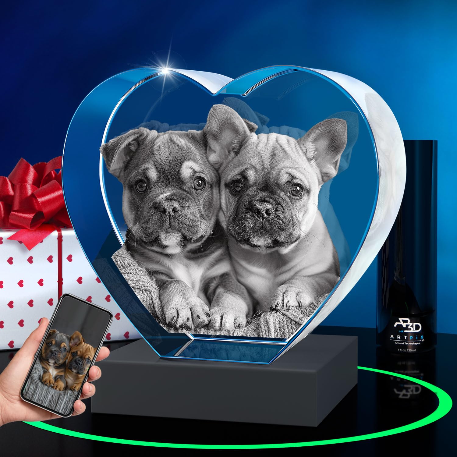 ArtPix 3D Crystal Photo, Personalized Dog Memorial Gifts with Your Own Photo for Dog Lovers, Pet Owners, 3D Laser Etched Picture, Engraved Crystal in Memory of Dog, Customized Gifts