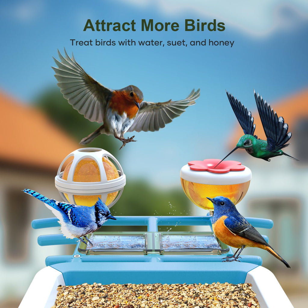 Smart Bird Feeder with Camera: Solar Powered Birdhouse with AI Recognition, Wireless Bird House with Camera for Outdoor, Unique Birthday Gifts for Mom Dad
