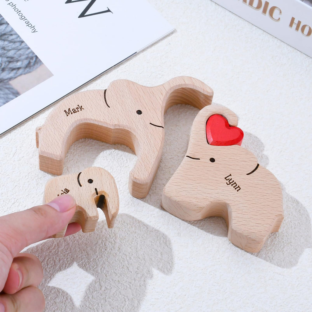 Personalized Family Name Puzzle with 2-8 Names Custom Wooden Bear Puzzle with Names Customized Wooden Puzzle Gifts for Christmas (Bear)