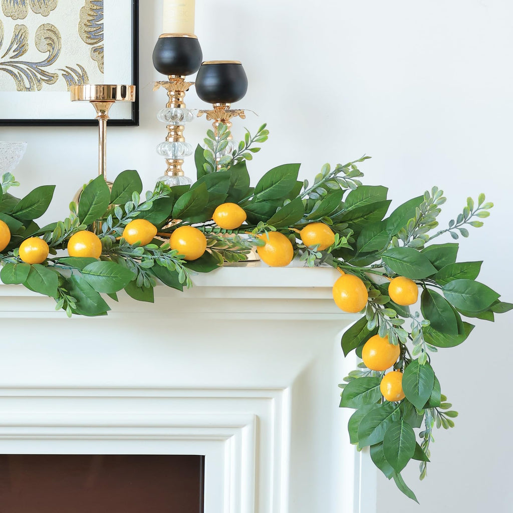 Mizii Artificial Sunflower Garland 6FT Fake Silk Sunflowers Flower Garland Autumn Hanging Vines Decorations for Kitchen Table Centerpieces Room Wall Party Wedding Birthday Fall Decor (Orange)