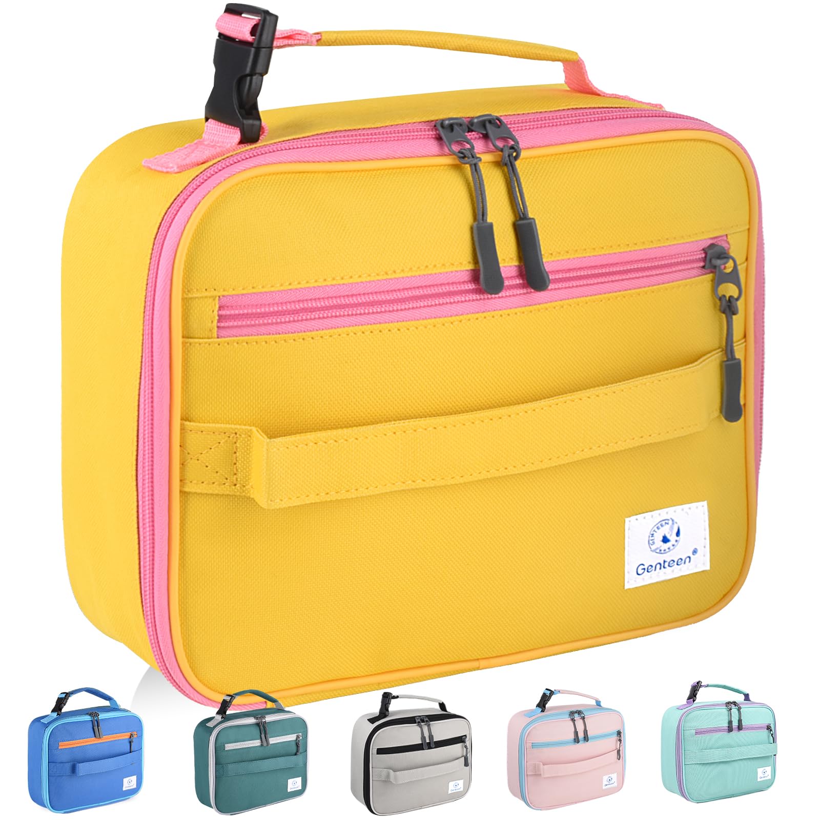 Genteen Lunch Box Kids, Insulated Lunch Bag Kids Boys Girls Back to School, Soft Lunch Box for Men Reusable Lunchbox for Office,Outdoor,School (Black)