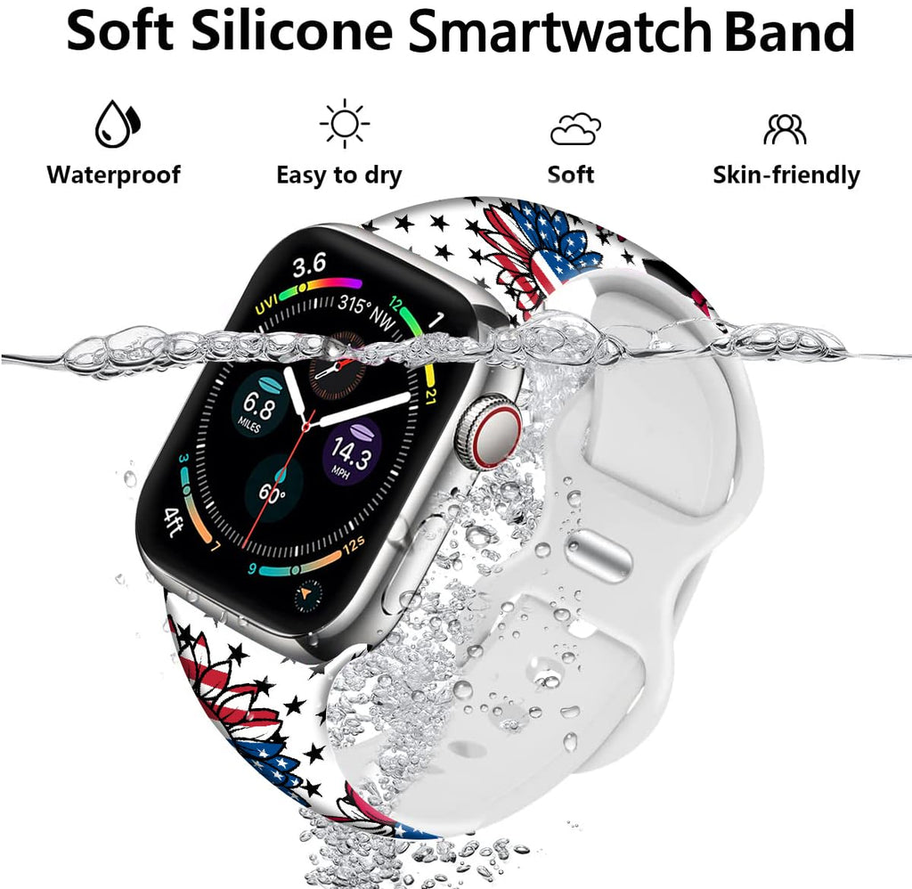 Holiday Watch Bands Compatible Watch 38mm 40mm 41mm 42mm for Women Men, Adjustable Soft Silicone Replacement Smartwatch Wristband for SE Series 8/7/6/5/4/3/2/1