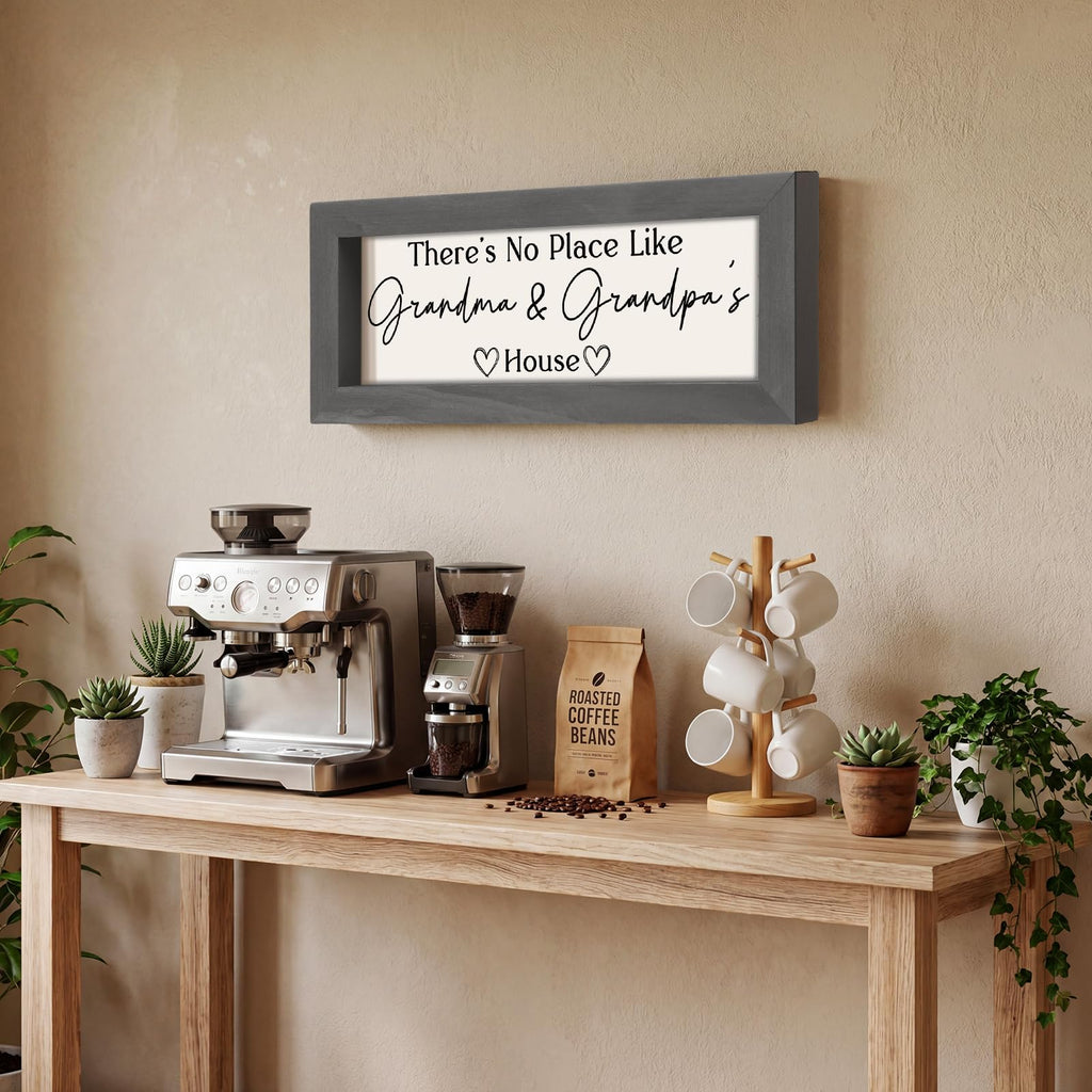 Yousoontic Grandparents Gift from Grandkids There's No Place Like Grandma & Grandpa's House Wooden Sign Farmhouse Home Decor for Birthday Christmas Thanksgiving Gift(Dark Brown,11.8 Inch)