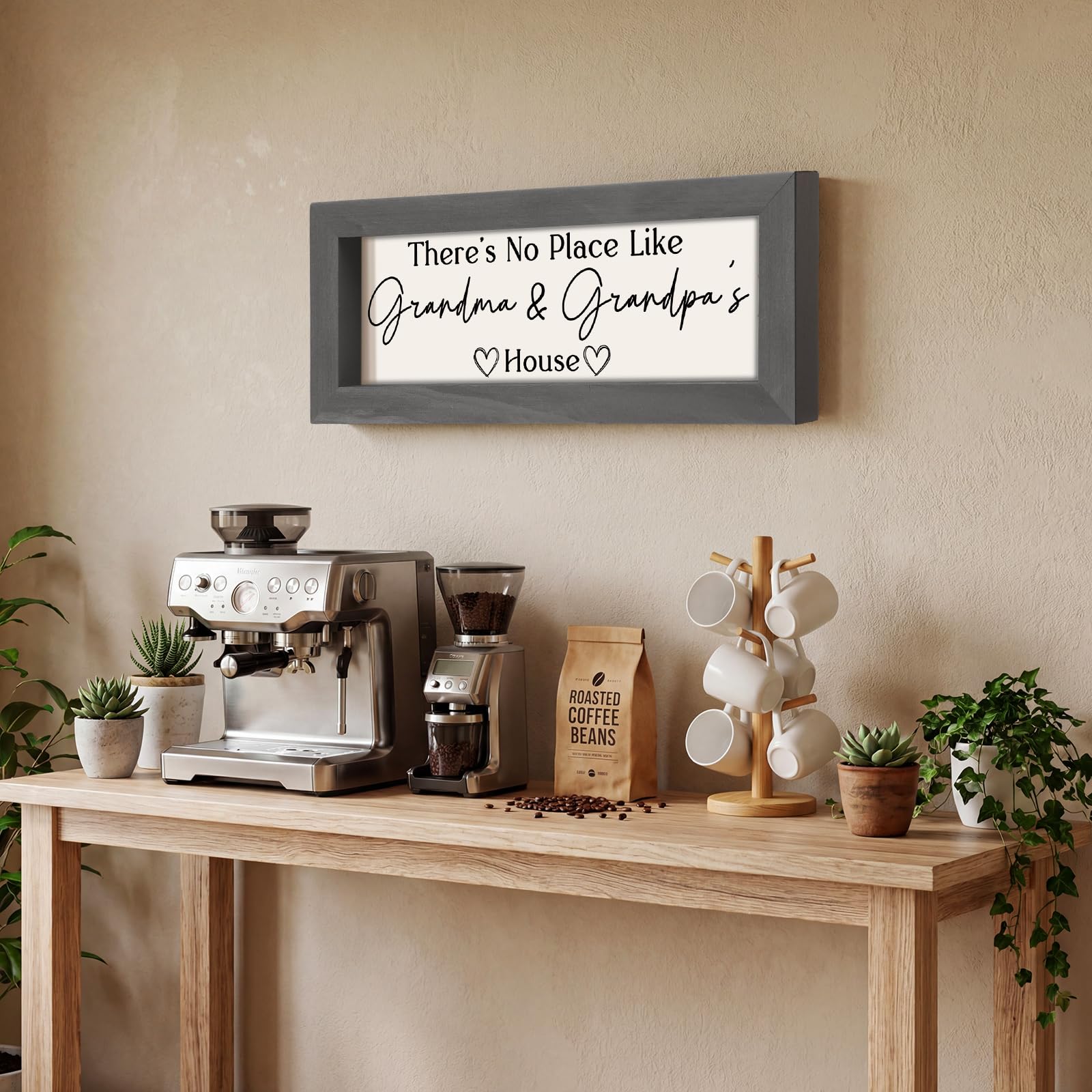 Yousoontic Grandparents Gift from Grandkids There's No Place Like Grandma & Grandpa's House Wooden Sign Farmhouse Home Decor for Birthday Christmas Thanksgiving Gift(Dark Brown,11.8 Inch)