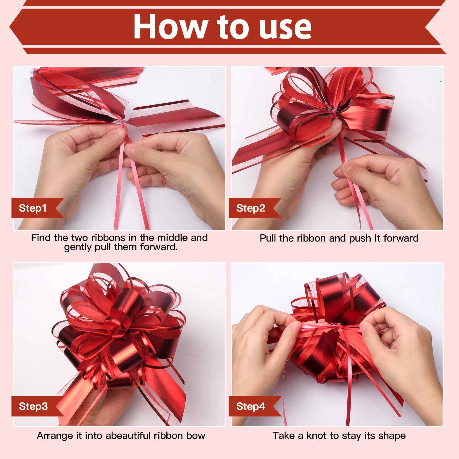Pull Bows for Gift Wrapping: 8PCS 6 Inch Multiple Colors Large Bow | Waterproof Reusable | Birthday Party Wedding Ribbon Bow | Perfect for Christmas Valentine's Day | Boxes or Flower Decorations