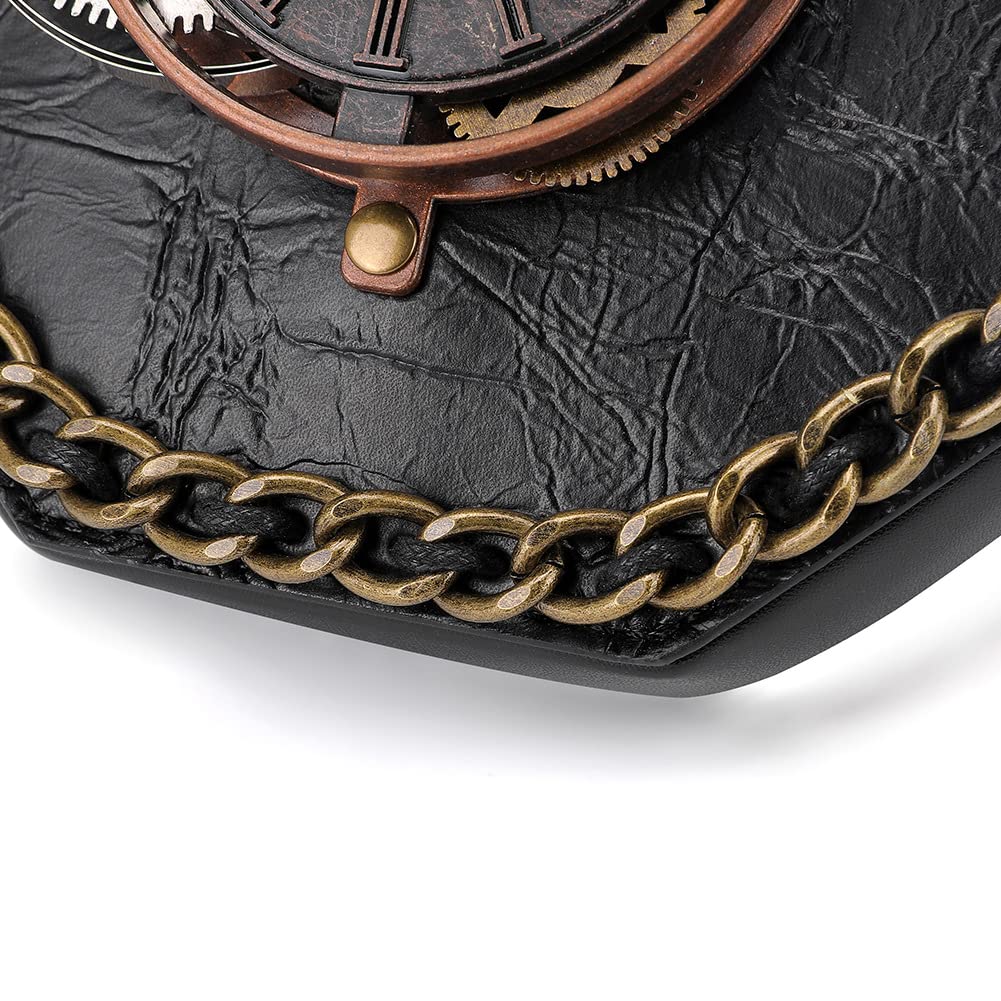 Messenger Bag Leather Retro Briefcase Steampunk Crossbody Shoulder Purse Satchel for Women Lolita Gothic Costume Accessory