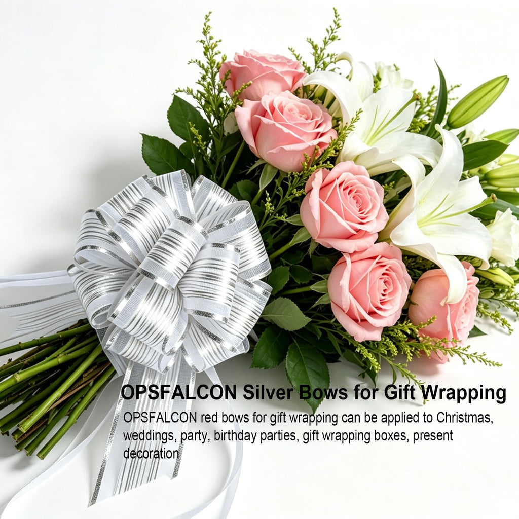 6 PCS Large Pull Bows, Gift Wrapping Bows, Gift Wrapping Ribbon Pull Bows Gift Bows for Wedding, Birthday, Christmas, Valentine's Day, Gift Baskets, Party, Presents Decor, Holiday Decor (Blue)