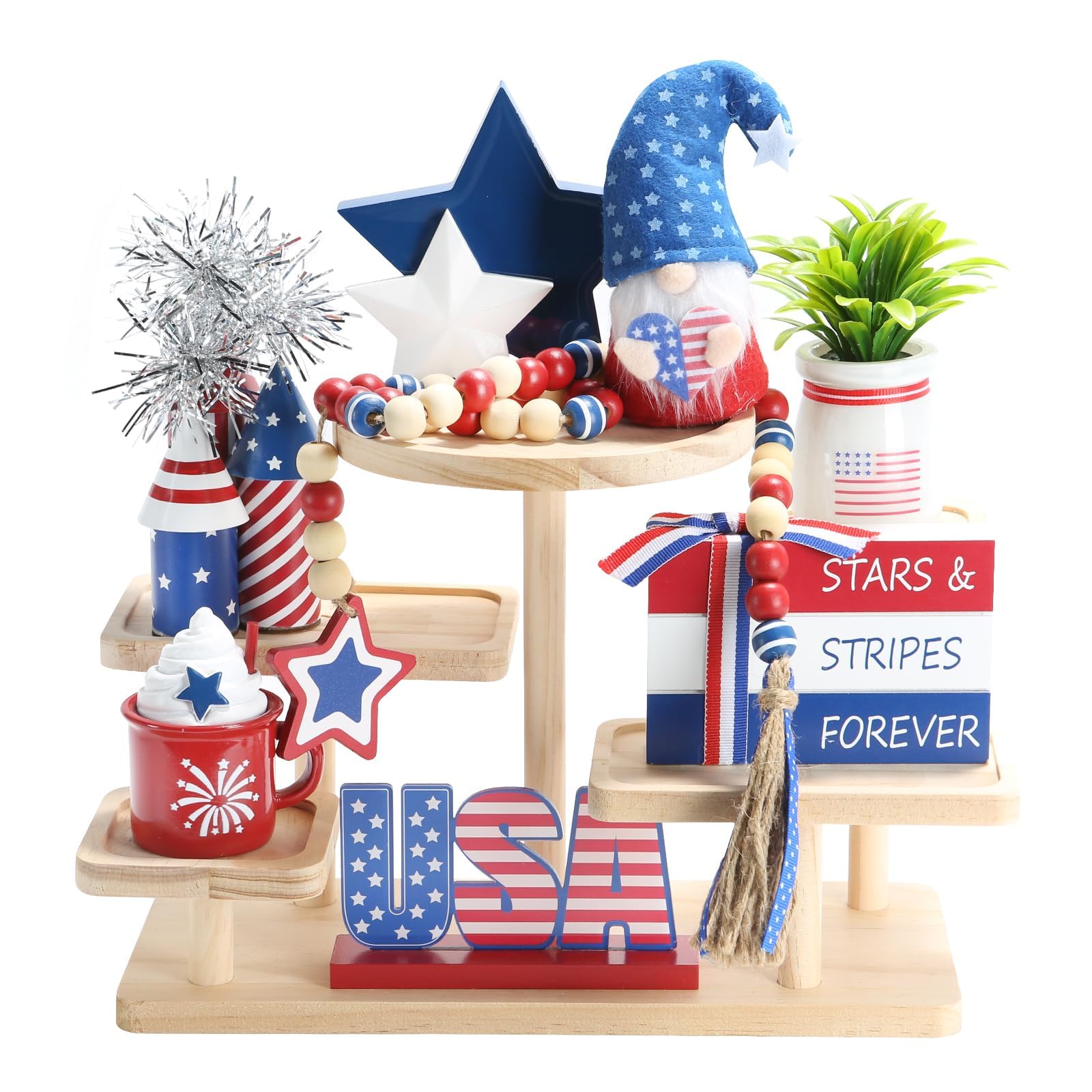 Christmas Decorations 8 PCS Tiered Tray Decor Set, Cute Tabletop Christmas Decor for Home Office Shelf Mantel Coffee Bar Xmas Table Centerpieces Tray Objects Holiday Decoration Set