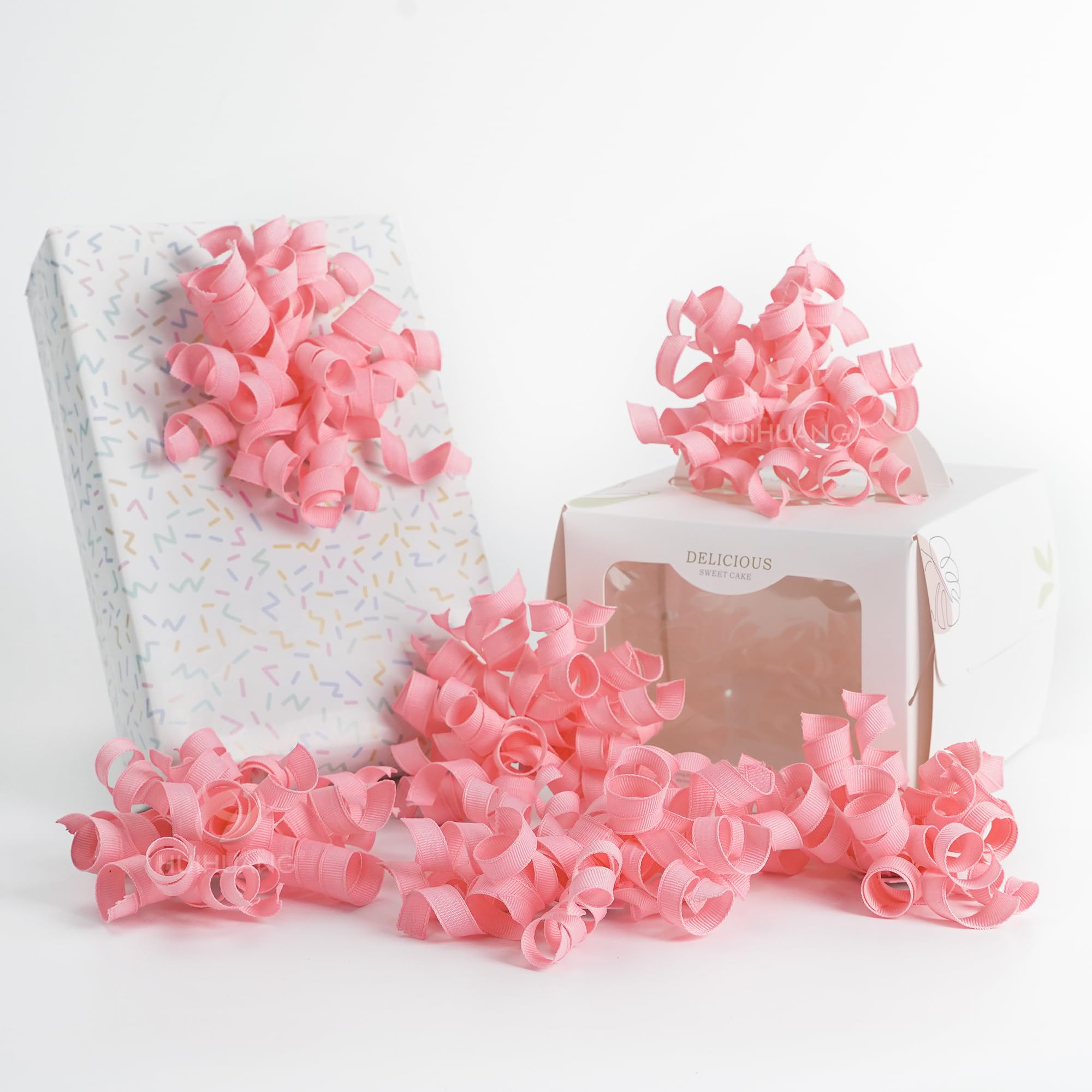 HUIHUANG Green Curly Gift Bows Self Adhesive Sage Green Burst Gift Bow for Gift Wrapping, Birthday, Wedding Baby Shower Party Favors, Wine Bottle, Treat Bags- 6 Counts