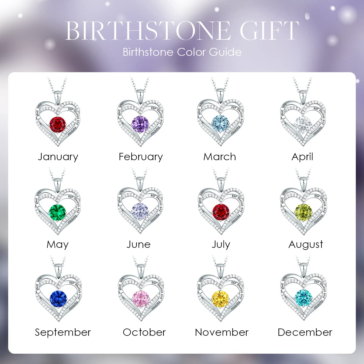 CDE Forever Love Heart Necklaces for Women, Wedding Anniversary, Valentine's，Birthday Mothers Christmas Day Gifts for Mom, Mother, Wife, S925 Silver Jewelry with Birthstone Pendant