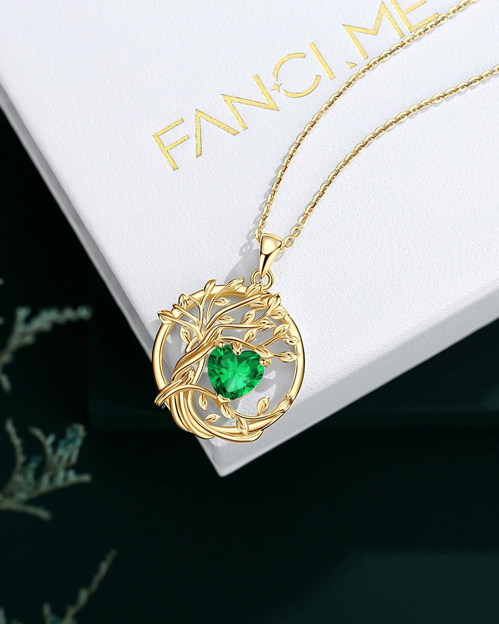 FANCIME Tree of life Birthstone necklace Sterling Silver Pendant Birthstone Necklace Gemstone Anniversary Birthday Jewelry Mothers Day Gifts for Mom Her Wife