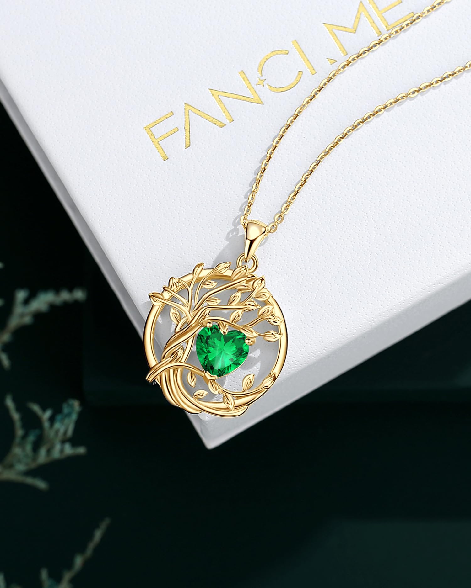 FANCIME Tree of life Birthstone necklace Sterling Silver Pendant Birthstone Necklace Gemstone Anniversary Birthday Jewelry Mothers Day Gifts for Mom Her Wife