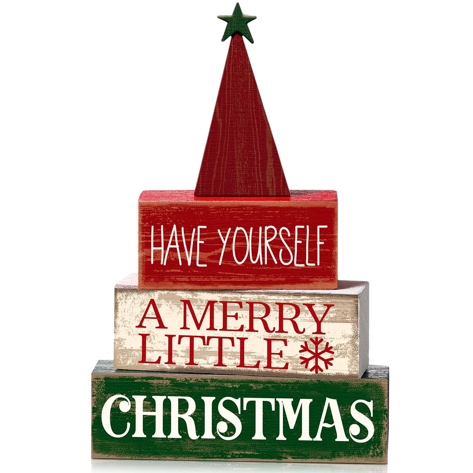 Moucuny 4 Pcs Christmas Table Decor Wooden Hot Cocoa Decoration Christmas Centerpiece Winter Tiered Tray Decor Decorative Red Hot Cocoa Block Signs Gift Farmhouse Xmas Decoration for Home Kitchen