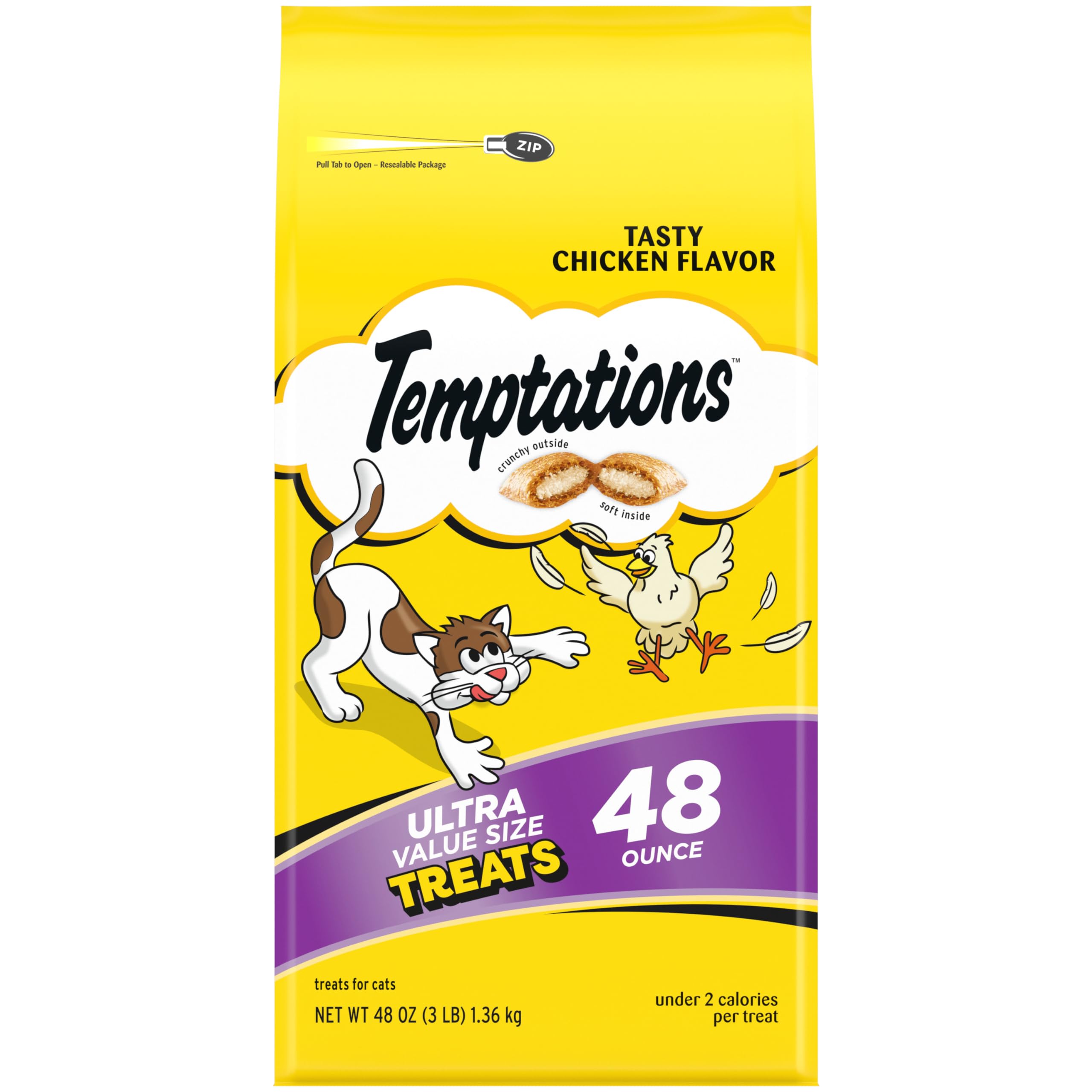 Temptations Cat Treats Classic Crunchy and Soft Cat Treats, Tasty Chicken Flavor, 30 oz. Tub