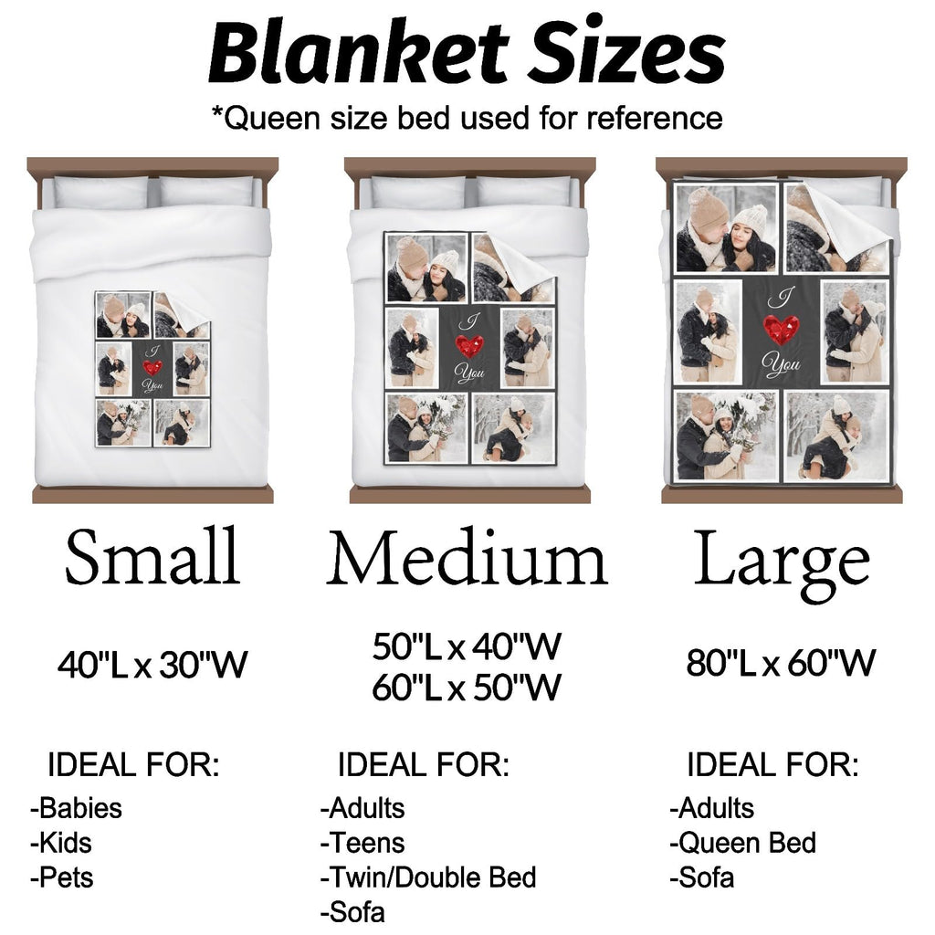 inkArts Custom Blanket Throws with Photos Text Personalized with Picture Customizable, Customize for Mom, Dad, Couple, Girlfriend, Boyfriend, Husband & Wife