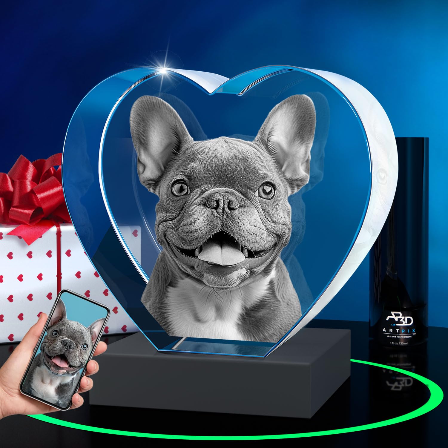 ArtPix 3D Crystal Photo, Personalized Dog Memorial Gifts with Your Own Photo for Dog Lovers, Pet Owners, 3D Laser Etched Picture, Engraved Crystal in Memory of Dog, Customized Gifts