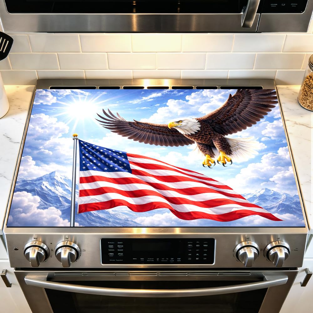 Stove Mat 28.35 x 20.47 Inch Christmas Fireplace and Tree Design Cozy Living Room Holiday Scene Decorative Kitchen Countertop Cover Reusable Flexible Mat for Gas Range Electric Stove Home Winter Décor