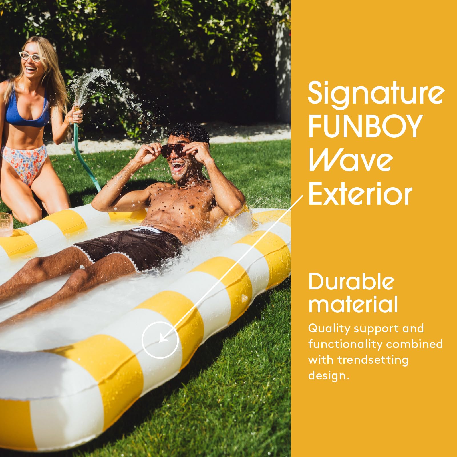 FUNBOY Tanning Pool Lounger Float, XL 72'' x 48'' Pool Float with Custom Pillow and Large Cup Holder, Perfect for Pool or Backyard.