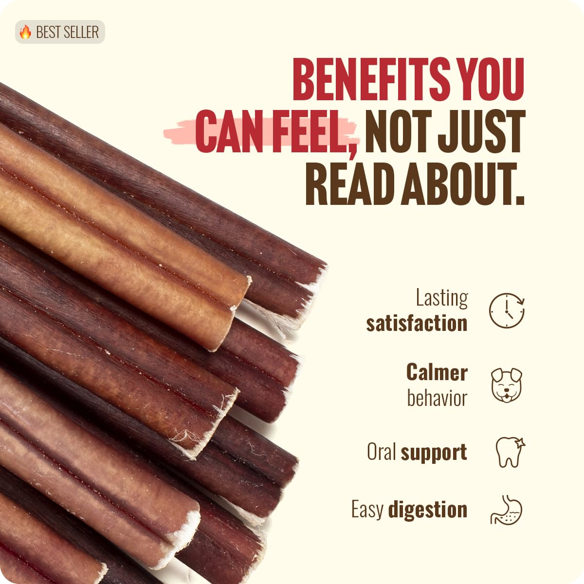 Natural Farm Bully Sticks (6 Inch, 15 Count), Single Ingredient: 100% Beef Chews, Grass-Fed, Non-GMO, Grain-Free, Fully Digestible Treats for Puppies, Small or Senior Dog