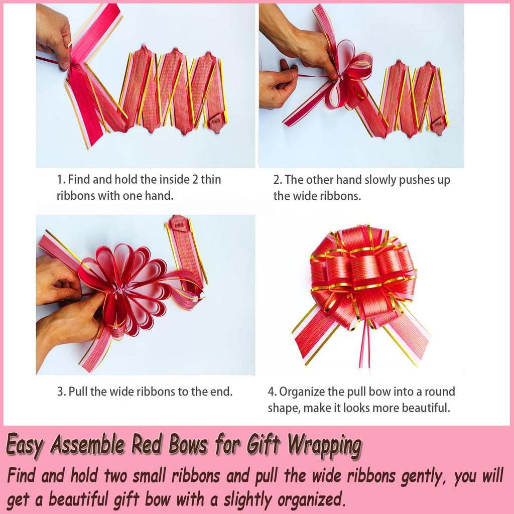 6 PCS Large Pull Bows, Gift Wrapping Bows, Gift Wrapping Ribbon Pull Bows Gift Bows for Wedding, Birthday, Christmas, Valentine's Day, Gift Baskets, Party, Presents Decor, Holiday Decor (Blue)