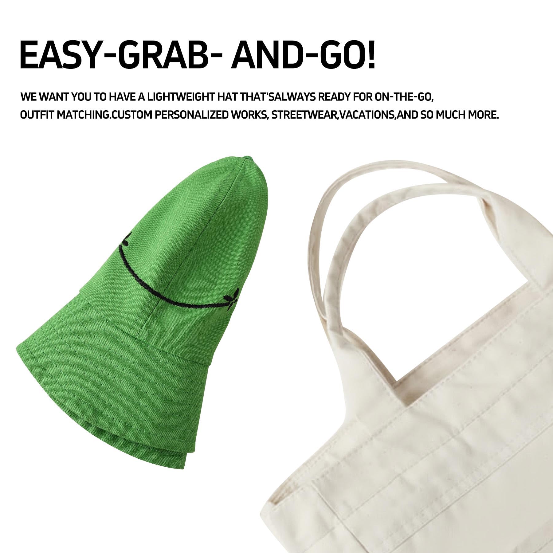 Sun Bucket Hats for Women & Men Beach Hat UV Protection Adjustable Summer Packable Cotton Frog Funny Fisfing Travel Cap