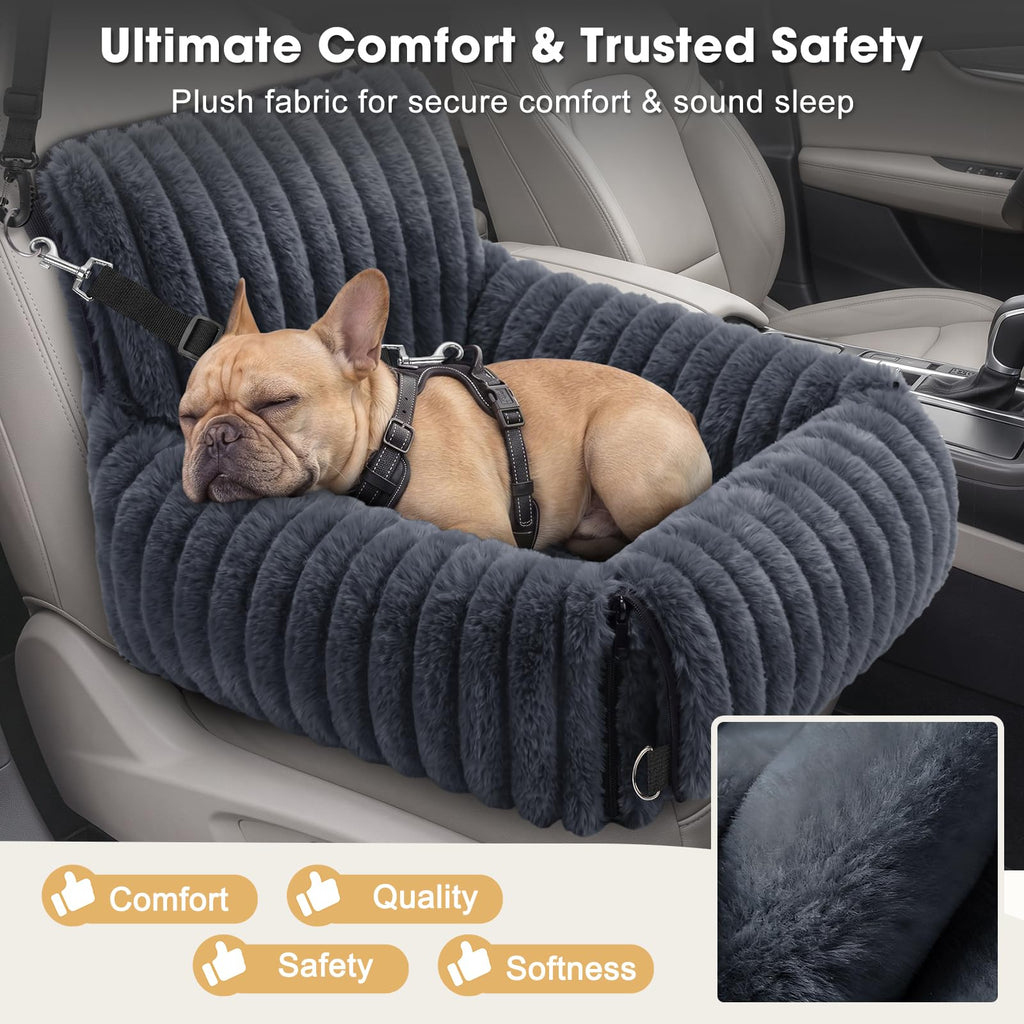 MIXJOY 6-in-1 Dog Car Seat for Small/Medium Dogs up to 25 lbs, Multi-Functional Dog Carrier for Car with Detachable Washable Cover, Pet Travel Bed with Clip-On Safety Leash, Beige