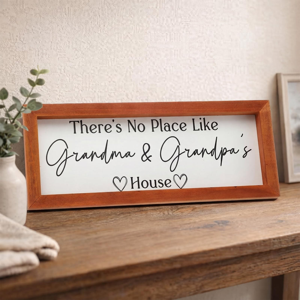 Yousoontic Grandparents Gift from Grandkids There's No Place Like Grandma & Grandpa's House Wooden Sign Farmhouse Home Decor for Birthday Christmas Thanksgiving Gift(Dark Brown,11.8 Inch)