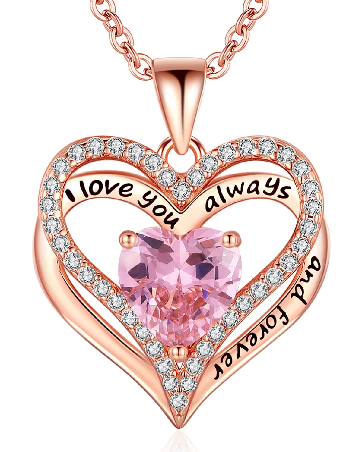 S925 Sterling Silver Necklace for Women, Wife Jewelry Rose Gold, Mom Birthday Valentines Mothers Day Gifts, Girlfriend Necklaces, Daughter Heart Jewel, Anniversary for Her
